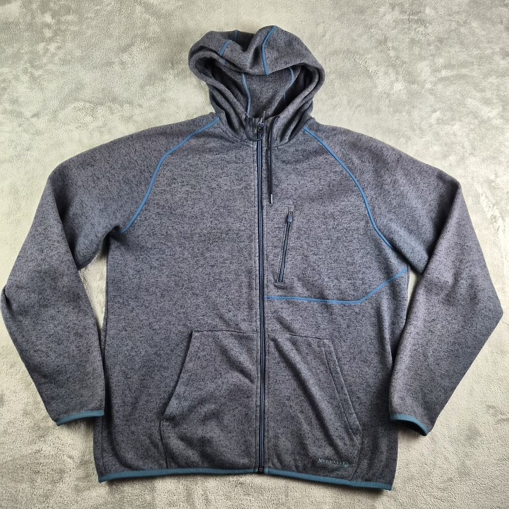 Merrell Jacket Mens XXL Navy Blue‎ Knit Fleece Lined Full Zip Hoodie Outdoor